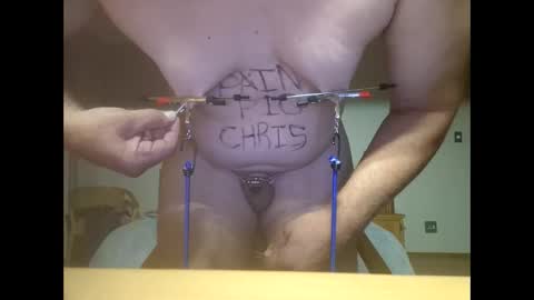 Chrispainpig torture bdsm masochist slave submissive hardcore anal CBT humiliation online show from April 22, 6:48 pm