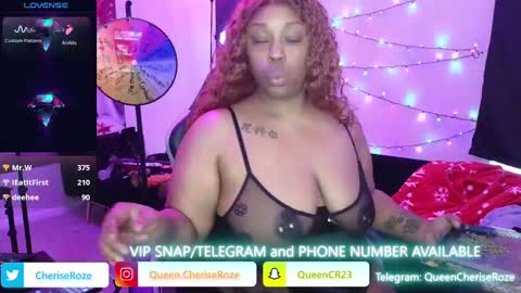Snapshot of queencroze chatting on December 29, 6:05 pm Queen Cherise Roze online show from December 29, 6:05 pm
