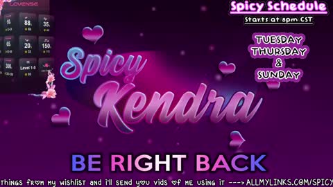 Snapshot of spicykendra chatting on January 24, 6:14 am Kendra online show from January 24, 6:14 am